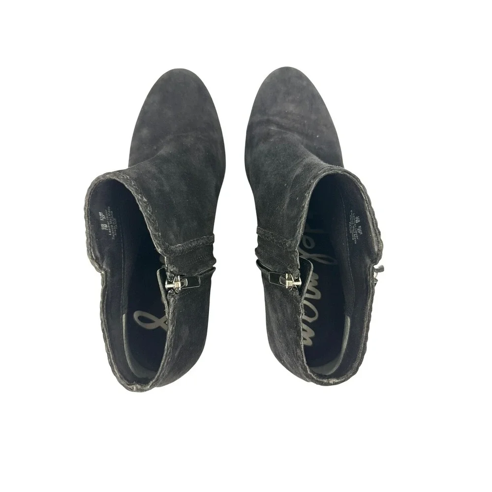 Sam Edelman Paige Black Suede Fringe Ankle Boots Western Booties Women 7M